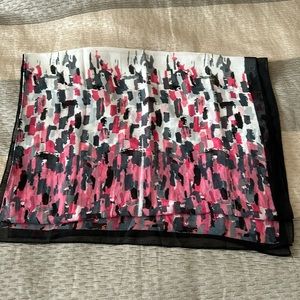 Black pink gray and white sheer scarf